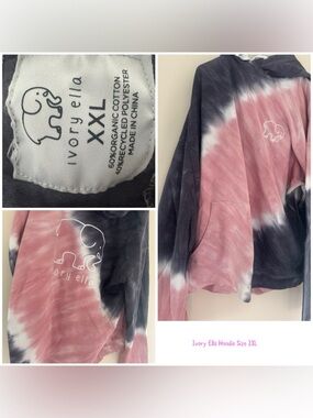 ivory ella Pink & Charcoal Tie-Dye Hoodie